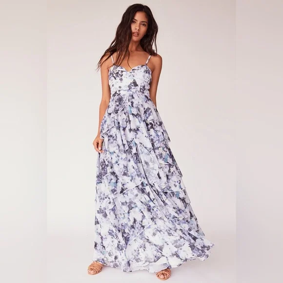 Fame and Partners The Catherine Tiered Floral Bustier Gown Evening Maxi Dress 4 - Picture 2 of 16